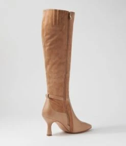 Larnow Cappuccino Leather Suede Knee High Boots -Lynx Shoes Shop TO13249NX389 4