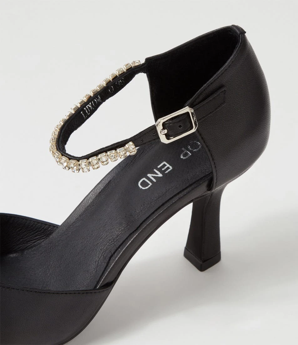 Luxom Black Silver Leather Jewels Heels 7 Luxom Black Silver Leather Jewels Heels - Image 5
