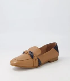 Majorca Dark Tan Navy Leather Loafers -Lynx Shoes Shop TO13258TGNLE 3