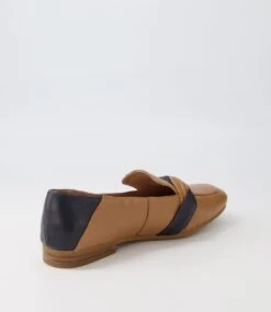 Majorca Dark Tan Navy Leather Loafers -Lynx Shoes Shop TO13258TGNLE 4