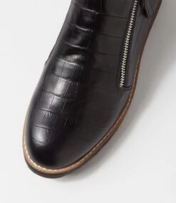 Ohmyes Black Croc Leather Ankle Boots -Lynx Shoes Shop TO13272B7516 5