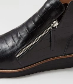 Ohmyes Black Croc Leather Ankle Boots -Lynx Shoes Shop TO13272B7516 6