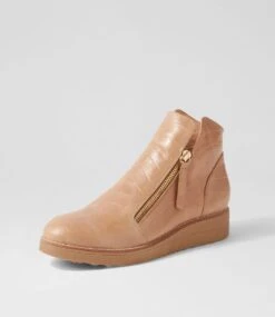 Ohmyes Latte Croc Leather Ankle Boots -Lynx Shoes Shop TO13272K0616 3