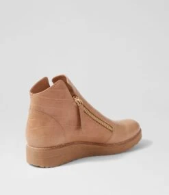 Ohmyes Latte Croc Leather Ankle Boots -Lynx Shoes Shop TO13272K0616 4