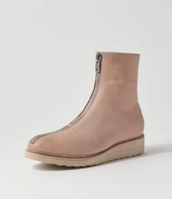 Oseda Cafe Nude Leather Ankle Boots -Lynx Shoes Shop TO13274NZJLE 3