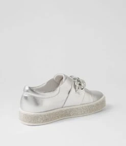 Poppiey Silver Leather Jewels Sneakers 9 Poppiey Silver Leather Jewels Sneakers -Lynx Shoes Shop TO13277S432I 4