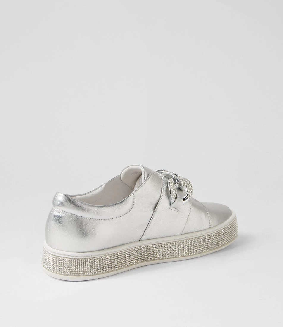 Poppiey Silver Leather Jewels Sneakers 5 Poppiey Silver Leather Jewels Sneakers - Image 3