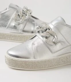 Poppiey Silver Leather Jewels Sneakers 11 Poppiey Silver Leather Jewels Sneakers -Lynx Shoes Shop TO13277S432I 6