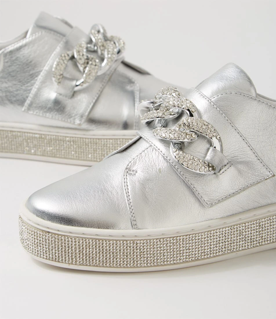 Poppiey Silver Leather Jewels Sneakers 7 Poppiey Silver Leather Jewels Sneakers - Image 5