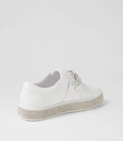 Poppiey White Silver Jewels Leather Sneakers -Lynx Shoes Shop TO13277W952I 4
