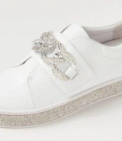 Poppiey White Silver Jewels Leather Sneakers -Lynx Shoes Shop TO13277W952I 6