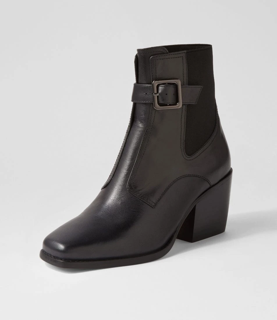 Relsea Black Leather Elastic Chelsea Boots 4 Relsea Black Leather Elastic Chelsea Boots - Image 2