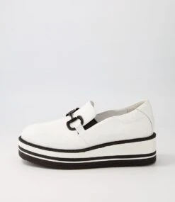 Senas White Leather Loafers