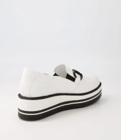 Senas White Leather Loafers -Lynx Shoes Shop TO13281WHILE 4