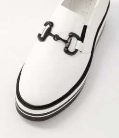Senas White Leather Loafers -Lynx Shoes Shop TO13281WHILE 5