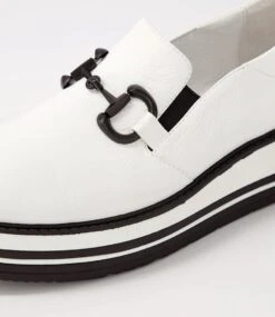 Senas White Leather Loafers -Lynx Shoes Shop TO13281WHILE 6