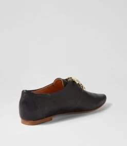 Sommals Black Leather Flat Shoes -Lynx Shoes Shop TO13283BLALE 4