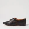 Surena Black Tan Leather Lace Up Flats -Lynx Shoes Shop TO13285BCPLE 2