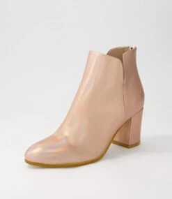 Ufollow Rose Gold Rainbow Leather Ankle Boots -Lynx Shoes Shop TO13290MZPLE 3
