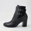 Utoast Black Leather Elastic Ankle Boots -Lynx Shoes Shop TO13295B6663 2