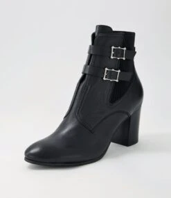 Utoast Black Leather Elastic Ankle Boots -Lynx Shoes Shop TO13295B6663 3