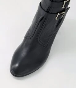 Utoast Black Leather Elastic Ankle Boots -Lynx Shoes Shop TO13295B6663 5