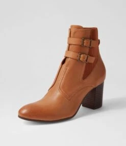 Utoast Cognac Choc Leather Elastic Ankle Boots -Lynx Shoes Shop TO13295EQT63 3