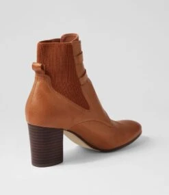 Utoast Cognac Choc Leather Elastic Ankle Boots -Lynx Shoes Shop TO13295EQT63 4