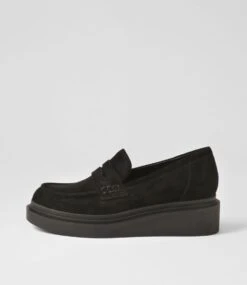 Zoafa Black Suede Loafers