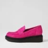 Zoafa Fuchsia Black Suede Loafers -Lynx Shoes Shop TO13297PN0SU 2