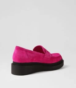 Zoafa Fuchsia Black Suede Loafers -Lynx Shoes Shop TO13297PN0SU 4