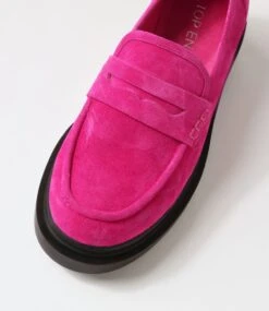 Zoafa Fuchsia Black Suede Loafers -Lynx Shoes Shop TO13297PN0SU 5