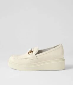 Zidaz Off White Patent Leather Loafers