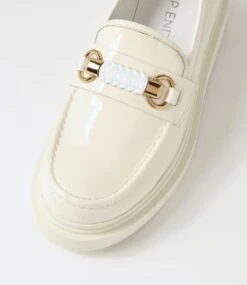 Zidaz Off White Patent Leather Loafers -Lynx Shoes Shop TO13298XACPL 5