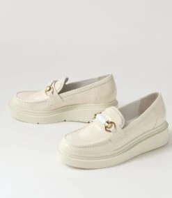 Zidaz Off White Patent Leather Loafers -Lynx Shoes Shop TO13298XACPL 6