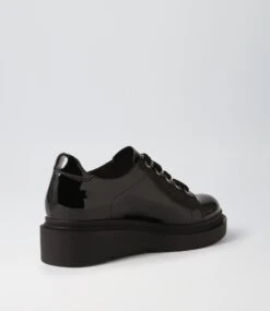 Zilyar Black Patent Leather Lace Up Flats -Lynx Shoes Shop TO13299B58PL 4