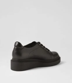 Zilyar Black Leather Lace Up Flats -Lynx Shoes Shop TO13299B75LE 4