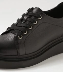 Zilyar Black Leather Lace Up Flats -Lynx Shoes Shop TO13299B75LE 6