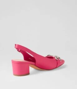 Abrar Bright Pink Leather Heels -Lynx Shoes Shop TO13328POGLE 4
