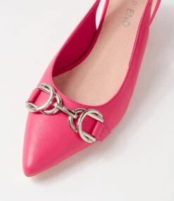 Abrar Bright Pink Leather Heels -Lynx Shoes Shop TO13328POGLE 5