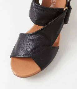 Chiffley Black Natural Heel Leather Sandals -Lynx Shoes Shop TO13339BBLLE 5