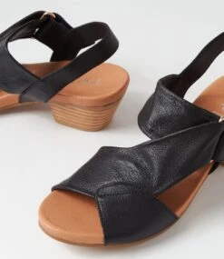 Chiffley Black Natural Heel Leather Sandals -Lynx Shoes Shop TO13339BBLLE 6