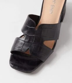 Corlat Black Croc Leather Mules -Lynx Shoes Shop TO13342BLA16 5