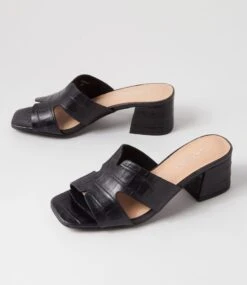 Corlat Black Croc Leather Mules -Lynx Shoes Shop TO13342BLA16 6