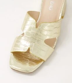 Corlat Pale Gold Shine Croc Leather Mules -Lynx Shoes Shop TO13342FCB16 5
