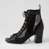 Cluckie Black Mesh Leather Sandals