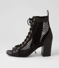 Cluckie Black Mesh Leather Sandals