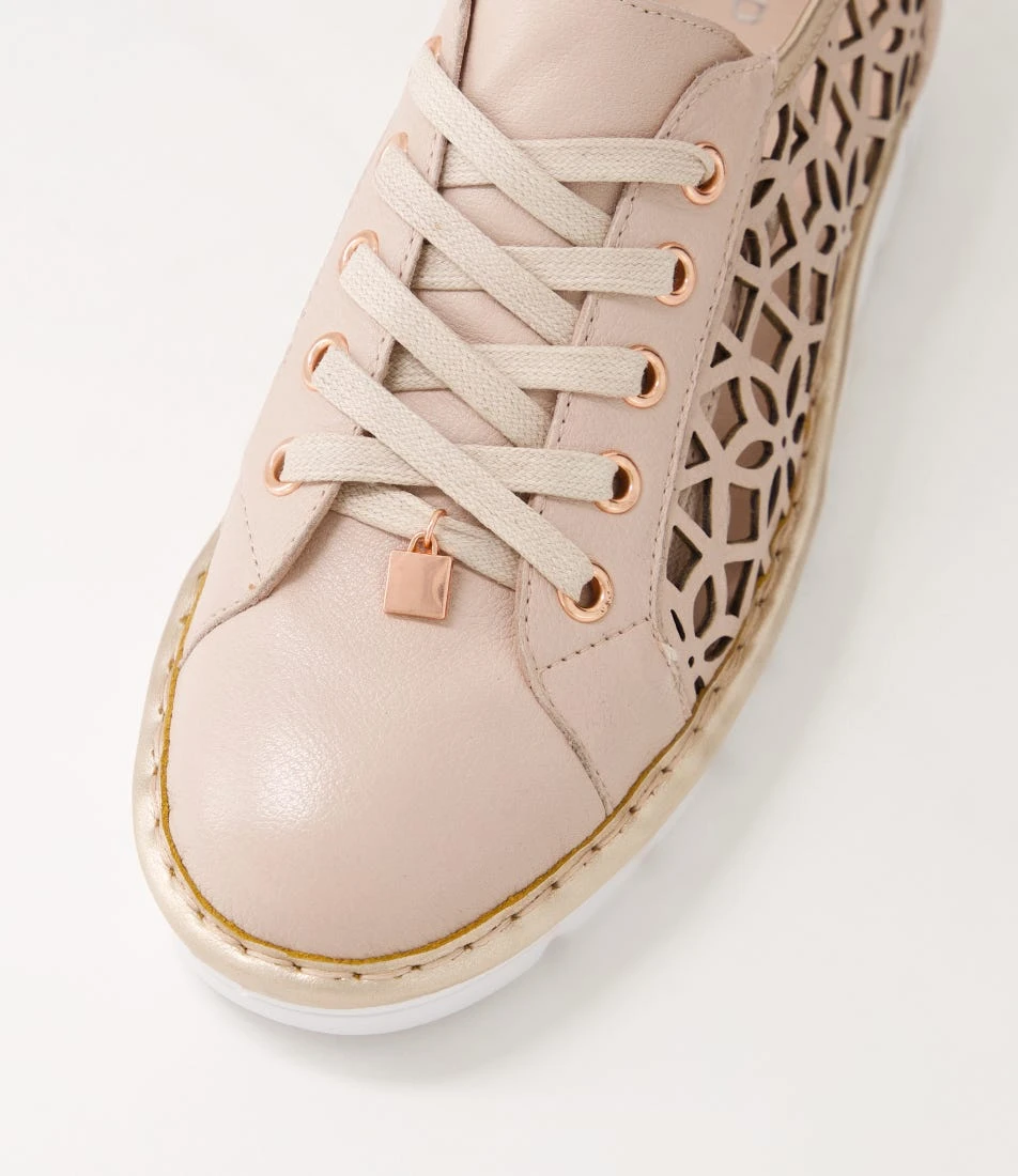 Elin Pale Rose Gold Leather Sneakers 6 Elin Pale Rose Gold Leather Sneakers - Image 4