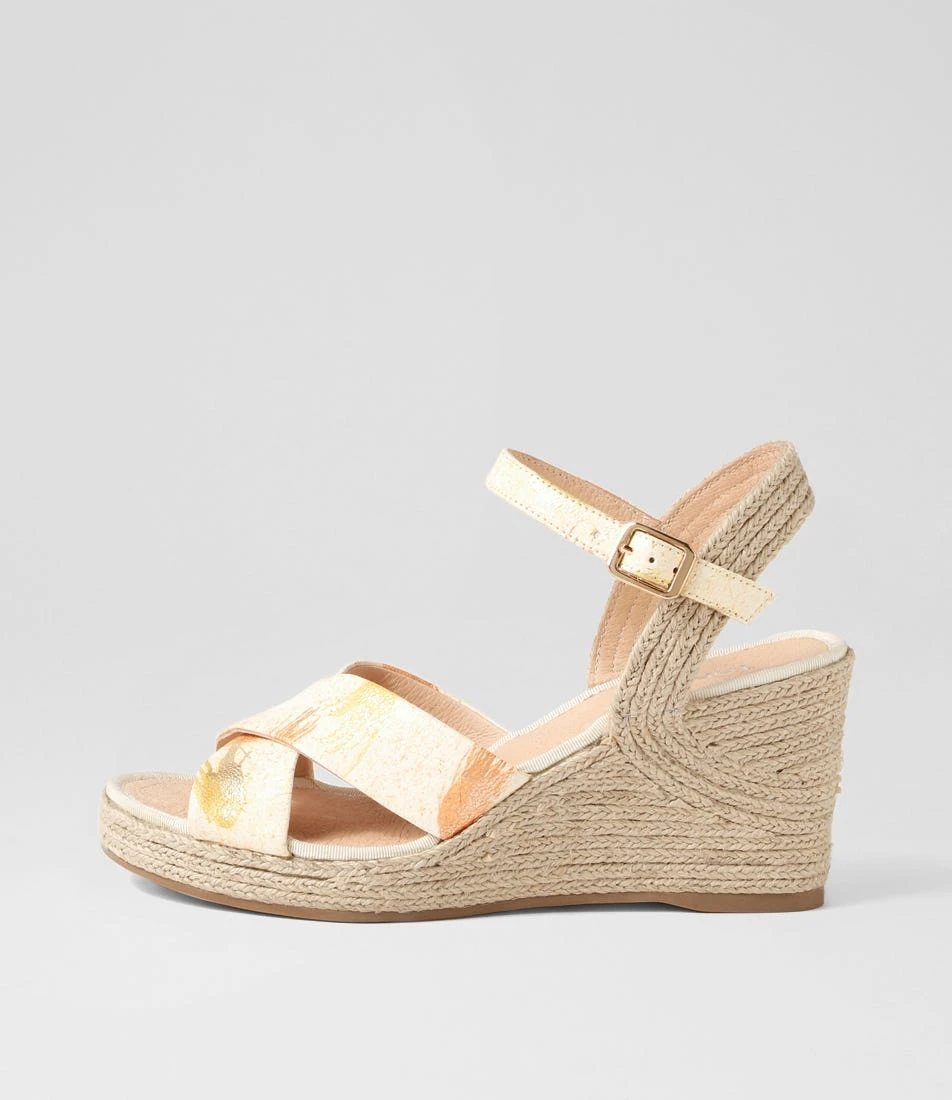 Ghosta Orange Yellow Splash Leather Espadrilles 3 Ghosta Orange Yellow Splash Leather Espadrilles