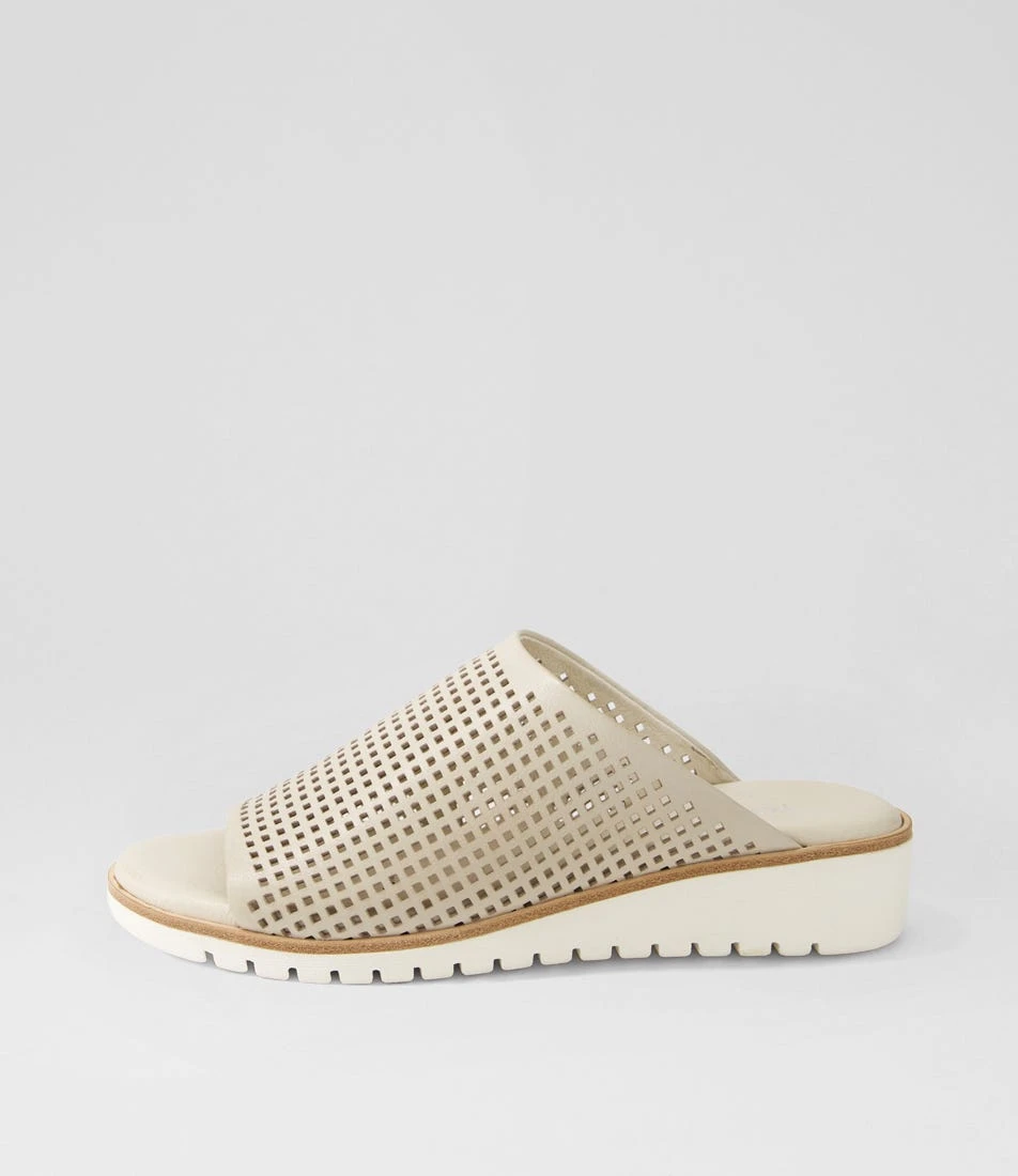 Gloriah Almond White Leather Slides 3 Gloriah Almond White Leather Slides